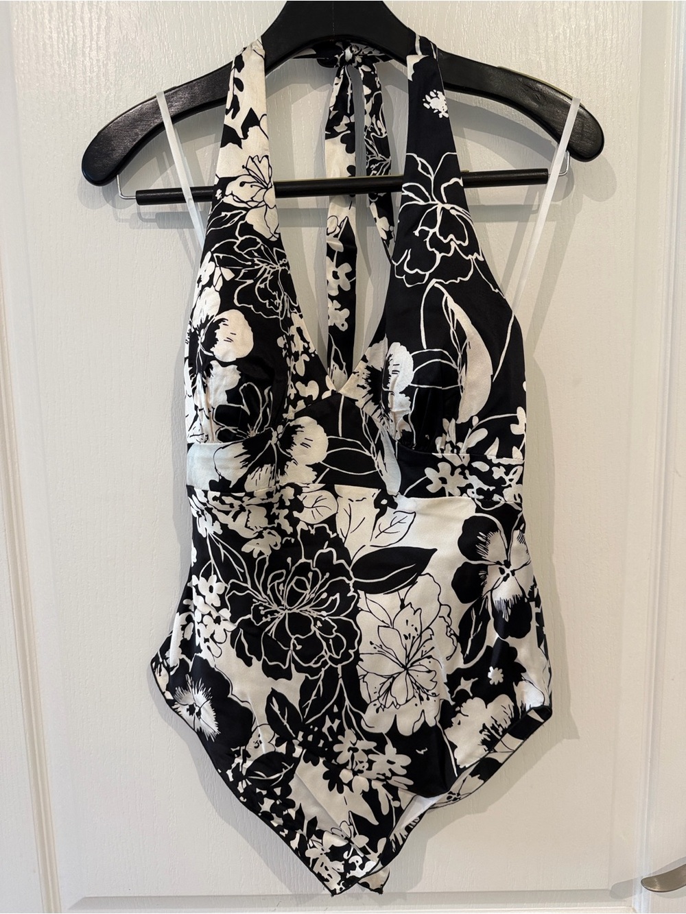 Cache Black and White Floral Halter Camisole